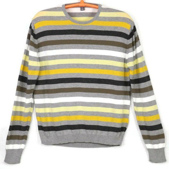 H&M Other - H&M Pullover Sweater Gray White Yellow Striped XL